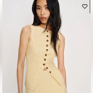 Reformation Yellow Linen Lina Vest
